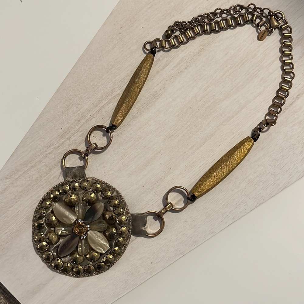 Chico’s Necklace fabric bead medallion boho chic - Picture 7 of 10